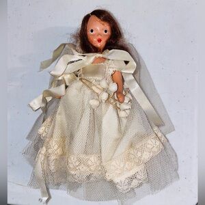#2 Vintage 5" Tall Bisque NANCY ANN STORYBOOK DOLL bridal Brunette rare exc cond